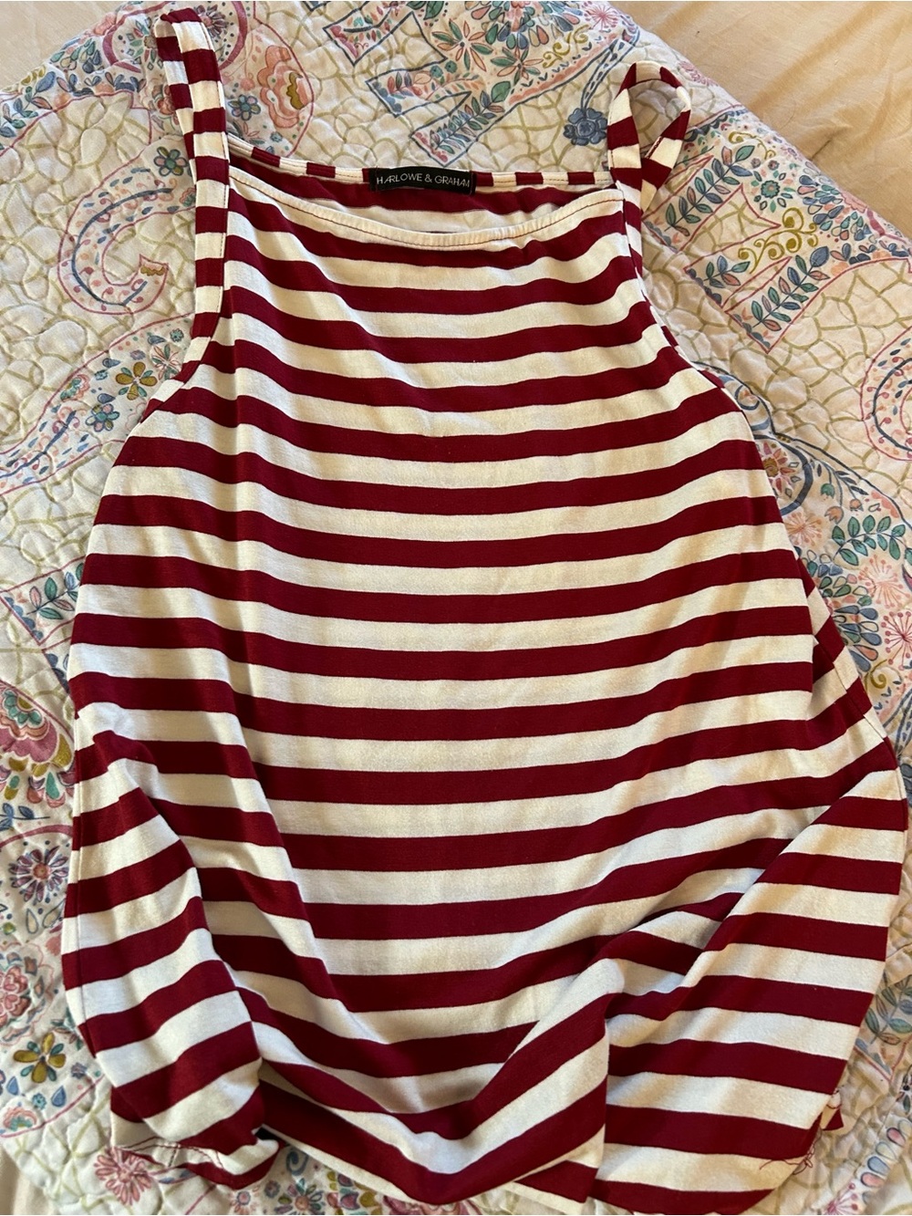 Harlowe & Graham Red and White Striped Top